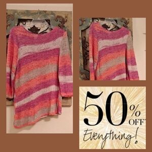 Vibrant Striped Sweater - Pink, Purple, Gray. Excellent Condition NWOT Size 2